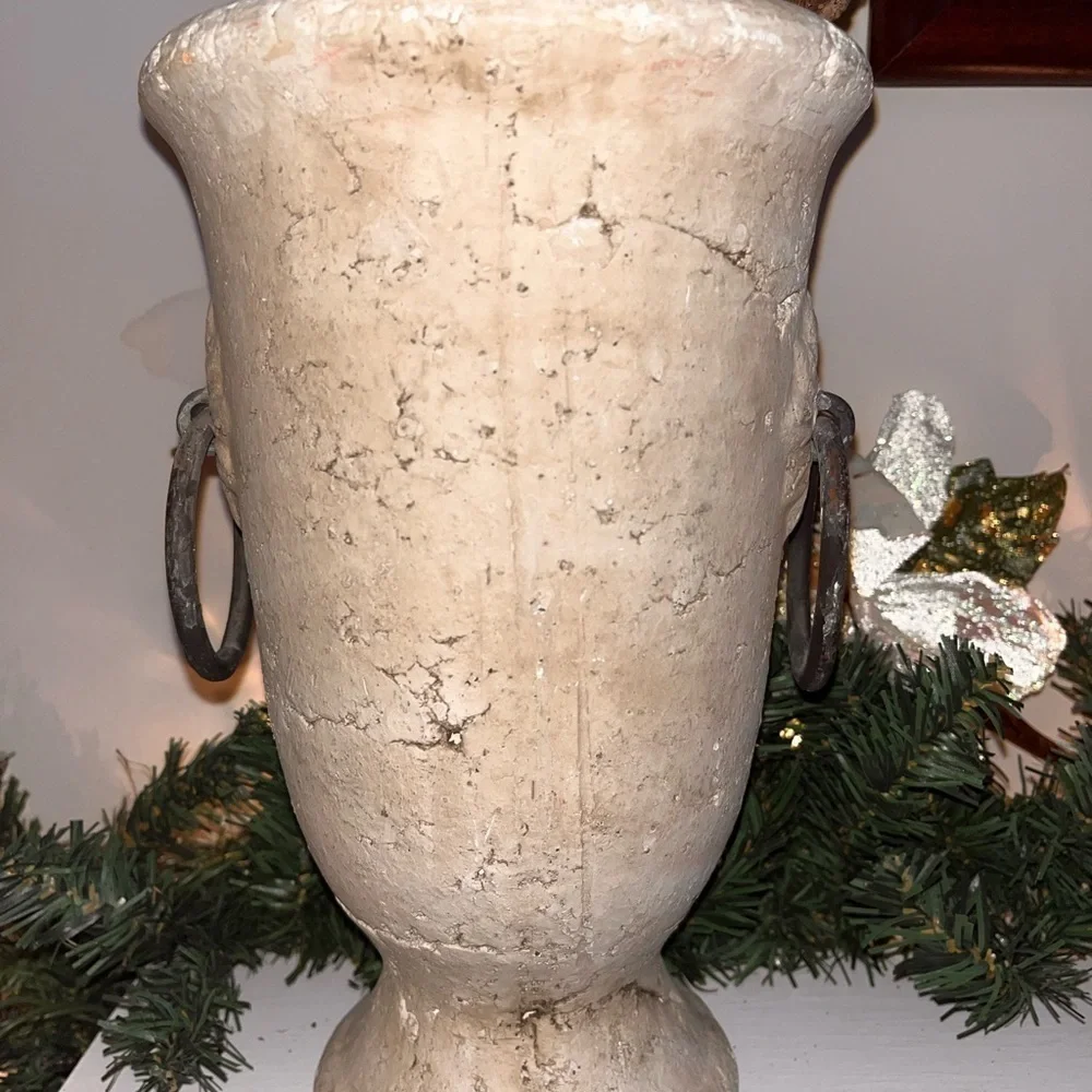 Ancient style vase urn with iron rings